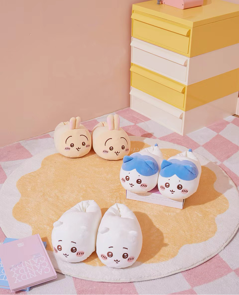 ChiiKawa X Miniso | ChiiKawa Hachiware Usagi Plush Slippers - Kawaii items Cute Shoes