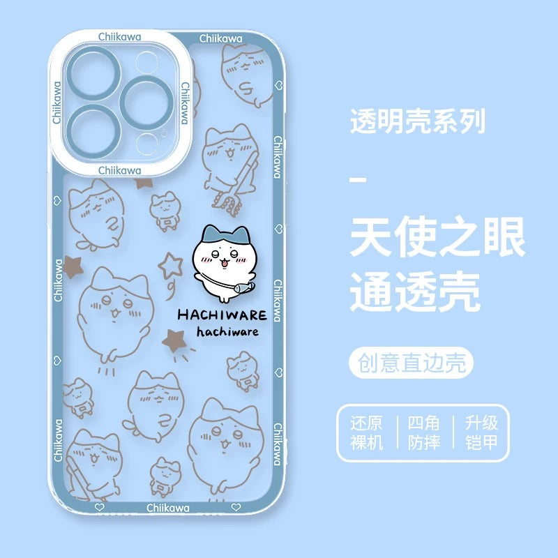 Japanese Cartoon Chiikawa with Stars Outing Version | Chiikawa Hachiware Usagi Momonga - iPhone Case PLUS SE2 XS XR X 11 12 13 14 15 16 16e 17 17e Pro Promax 12mini 13mini