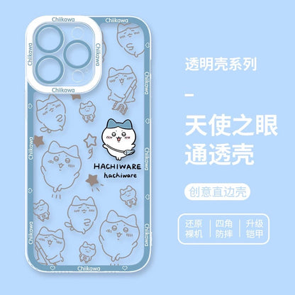 Japanese Cartoon Chiikawa with Stars Outing Version | Chiikawa Hachiware Usagi Momonga - iPhone Case PLUS SE2 XS XR X 11 12 13 14 15 16 16e 17 17e Pro Promax 12mini 13mini