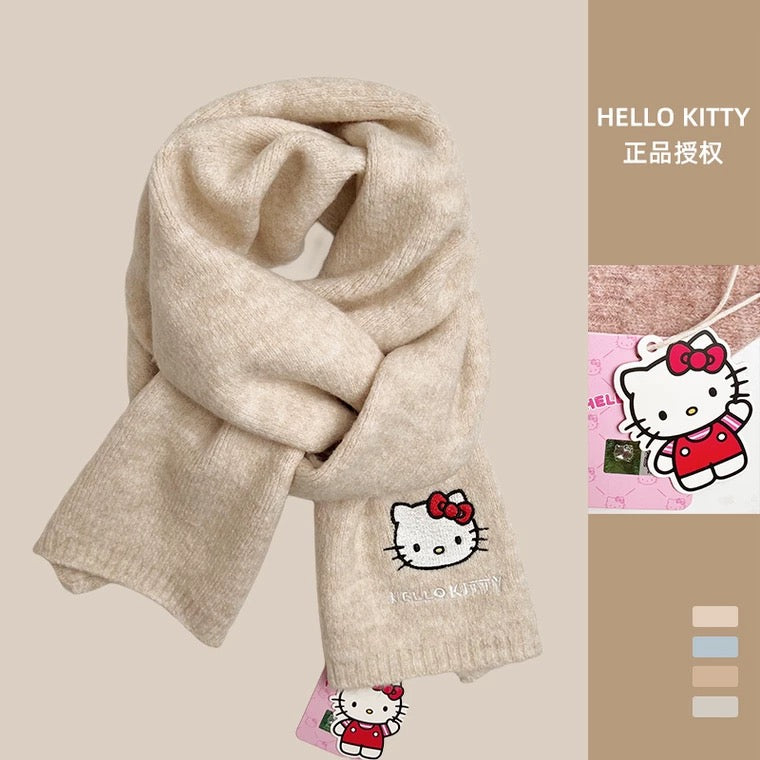 Sanrio Simple Casual Design Warm Scarf | Hello Kitty - Made with Wool Autumn Winter Accessories Fashionable