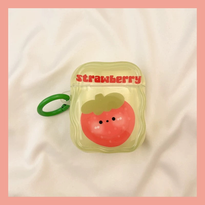 Japanese Cartoon Fun Colourful Fruits Strawberry Cherry GreenApple Peach - AirPods AirPodsPro AirPods3 Case Green Yellow Pink