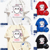 日本語の漫画「ちいかわ」カジュアルスタイルTシャツシリーズ | ちいかわ ハートチアアップ 前後プリント - かわいいファッションアイテム