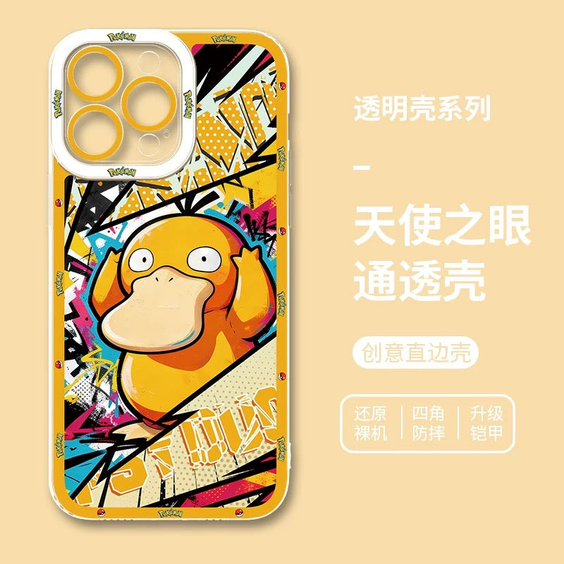 Japan Cartoon Pokemon Postal Street Style | Pikachu Gengar Squirtle Psyduck Mimikyu Bulbasaur Charmander Eevee - iPhone Case PLUS SE2 XS XR X 11 12 13 14 15 16 16e 17 17e Pro Promax 12mini 13mini