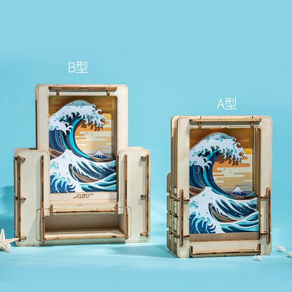DIY Wooden Jigsaw Puzzle Multi-Purpose World Famous Paintings | The Great Wave off Kanagawat - Art Frame Home Decoration Gift