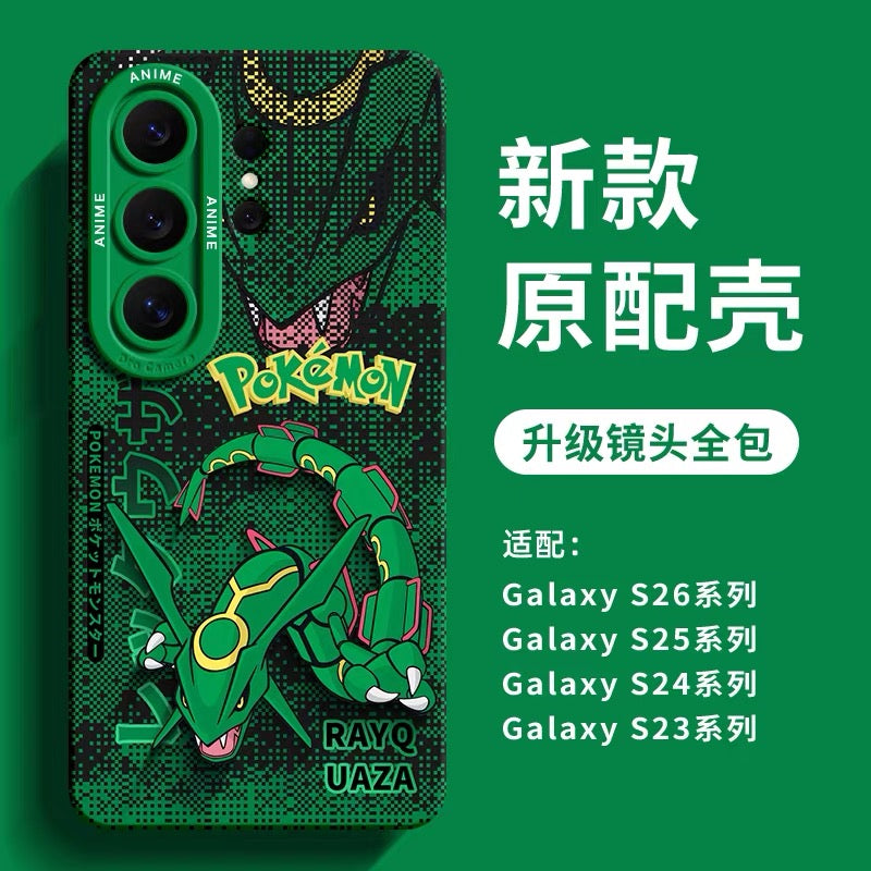 Japanese Cartoon Pokemon Silicone Case Digital Background Version | Arceus Rayquaza Groudon Scizor Kyogre Blastoise Venusaur - Phone Case Samsung Galaxy S26 S25 S24 S23 FE Ultra Edge