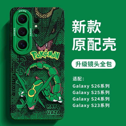 Japanese Cartoon Pokemon Silicone Case Digital Background Version | Arceus Rayquaza Groudon Scizor Kyogre Blastoise Venusaur - Phone Case Samsung Galaxy S26 S25 S24 S23 FE Ultra Edge