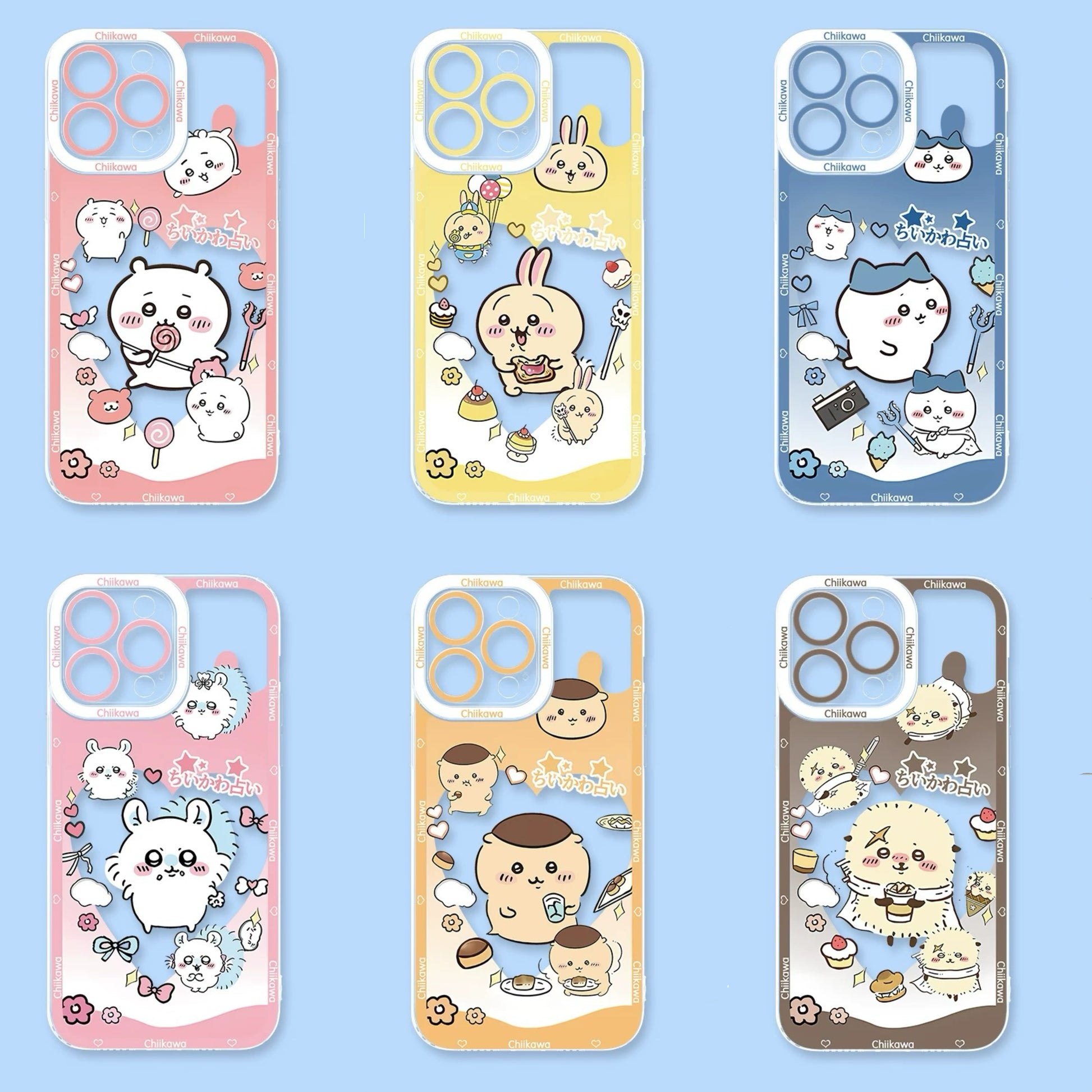 Japanese Cartoon Chiikawa Heart Shape Daily Version | Chiikawa Hachiware Usagi Momonga Kurimanju Rakko - iPhone Case PLUS SE2 XS XR X 11 12 13 14 15 16 16e 17 17e Pro Promax 12mini 13mini
