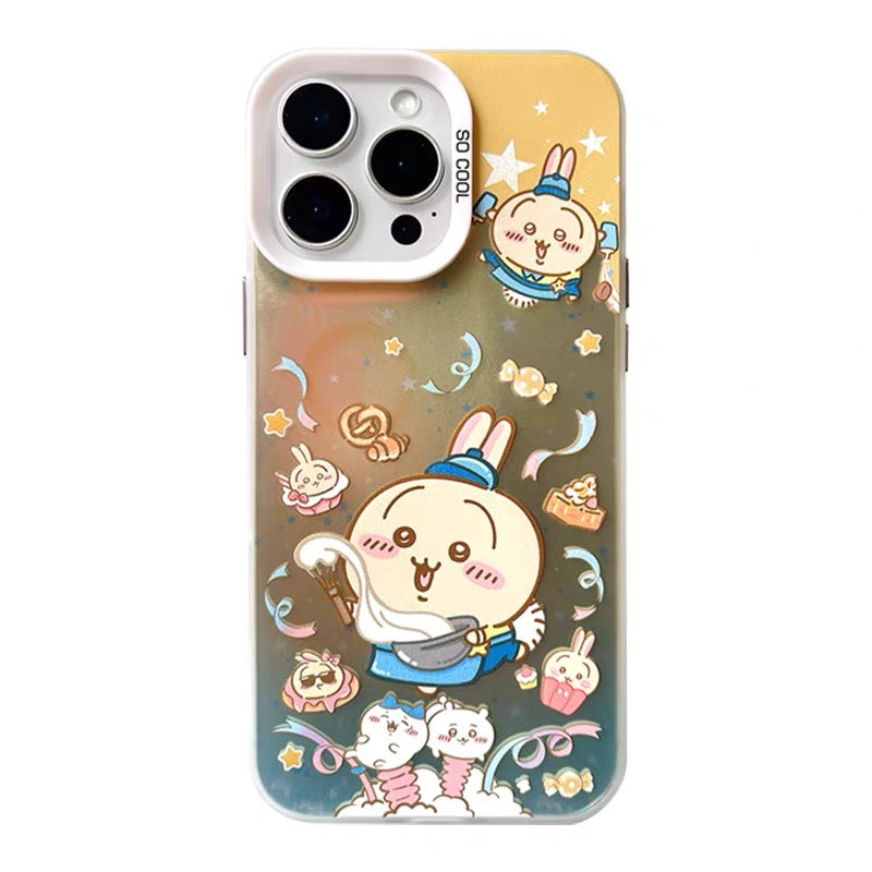 Japanese Cartoon ChiiKawa Cafe Waiter Laser Case | ChiiKawa Hachiware Usagi Momonga - iPhone Case 11 12 13 14 15 16 16e 17 17e Pro Promax
