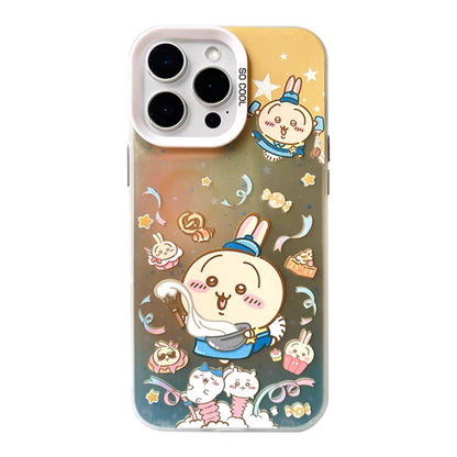 Japanese Cartoon ChiiKawa Cafe Waiter Laser Case | ChiiKawa Hachiware Usagi Momonga - iPhone Case 11 12 13 14 15 16 16e 17 17e Pro Promax