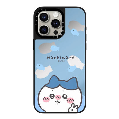Japanese Cartoon ChiiKawa Transparent Black Frame & Mirror Phone Case | Yeah Selfie and Love Stawberry - iPhone Case 12 13 14 15 16 17 Pro Promax