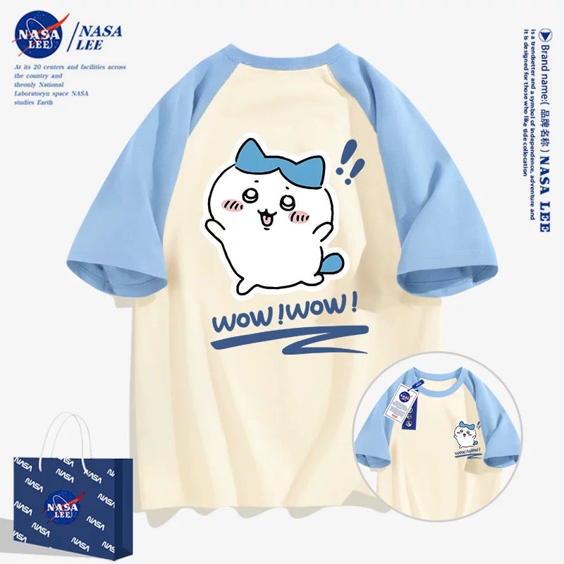 Japanese Cartoon ChiiKawa Casual Style T-Shirt Series | Hachiware Wow Front & Back 2 - Kawaii Fashion Items