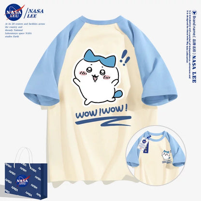 Japanese Cartoon ChiiKawa Casual Style T-Shirt Series | Hachiware Wow Front & Back 2 - Kawaii Fashion Items
