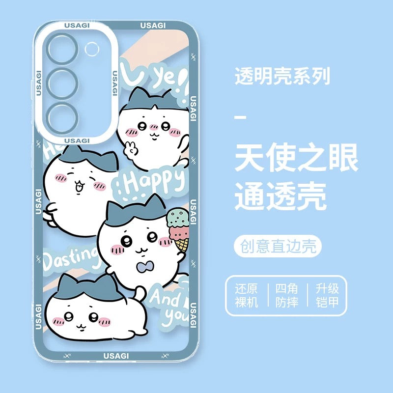 Japanese Cartoon Chiikawa Happy Enjoy Day Version | Chiikawa Hachiware Usagi Momonga Kurimanju - Phone Case Samsung Galaxy S26 S25 S24 S23 S22 S21 FE Ultra
