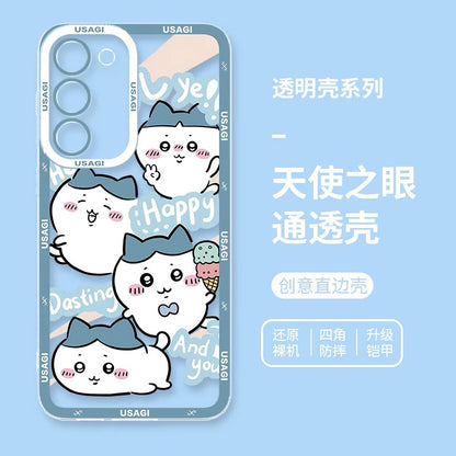 Japanese Cartoon Chiikawa Happy Enjoy Day Version | Chiikawa Hachiware Usagi Momonga Kurimanju - Phone Case Samsung Galaxy S26 S25 S24 S23 S22 S21 FE Ultra