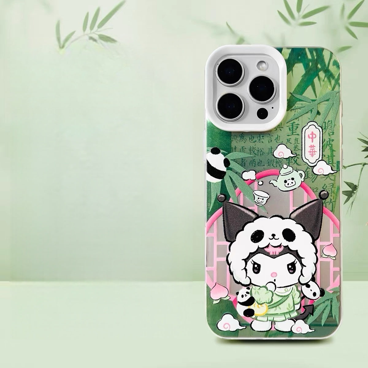 Japanese Cartoon Sanrio Become Panda Laser Case | Hello Kitty My Melody Kuromi Cinnamoroll Pompompurin Hangyodon 6 Styles - iPhone Case 11 12 13 14 15 16 16e 17 17e Pro Promax