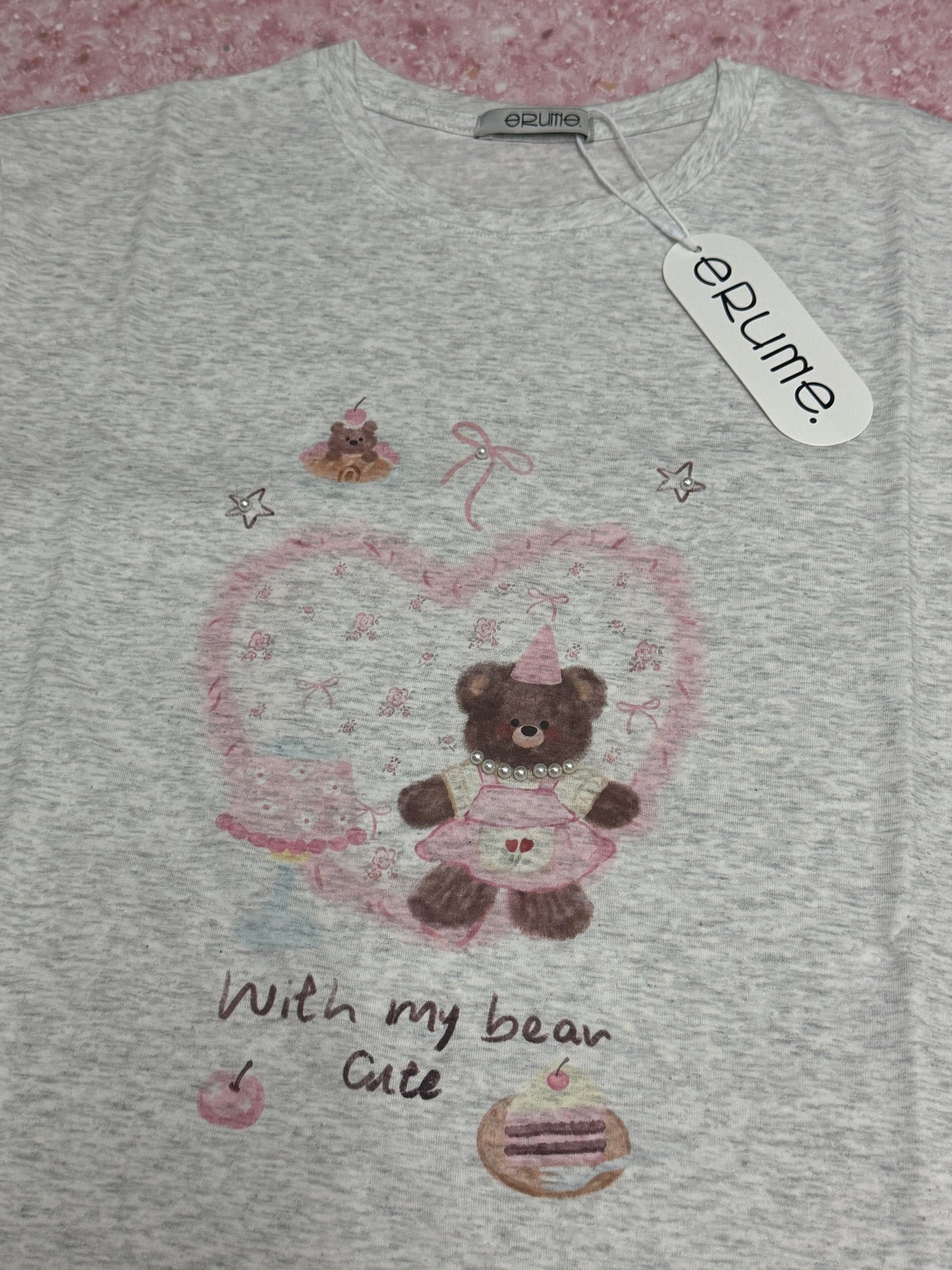 Korean Fashion Cute Animals Style T-Shirt Series | Party Teddy Bear with Pearl - Kawaii Fashion Items