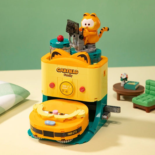 Pan Tasy x Garfield Family | Sweeping Robot - Lovely Cat Exotic Shorthair Building Blocks Toy Collections