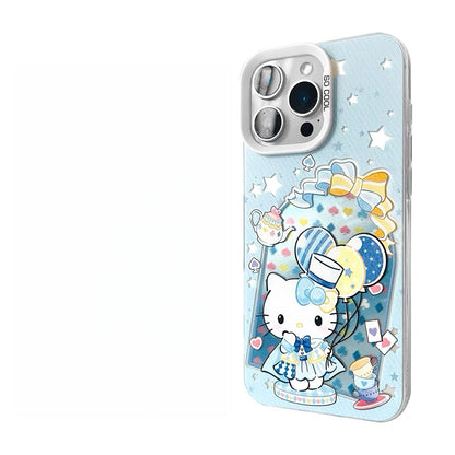 Japanese Cartoon Sanrio Alice In Wonderland Laser Case | Hello Kitty My Melody Kuromi Cinnamoroll Hangyodon Wish Me Mell 6 Styles - iPhone Case 11 12 13 14 15 16 16e 17 17e Pro Promax