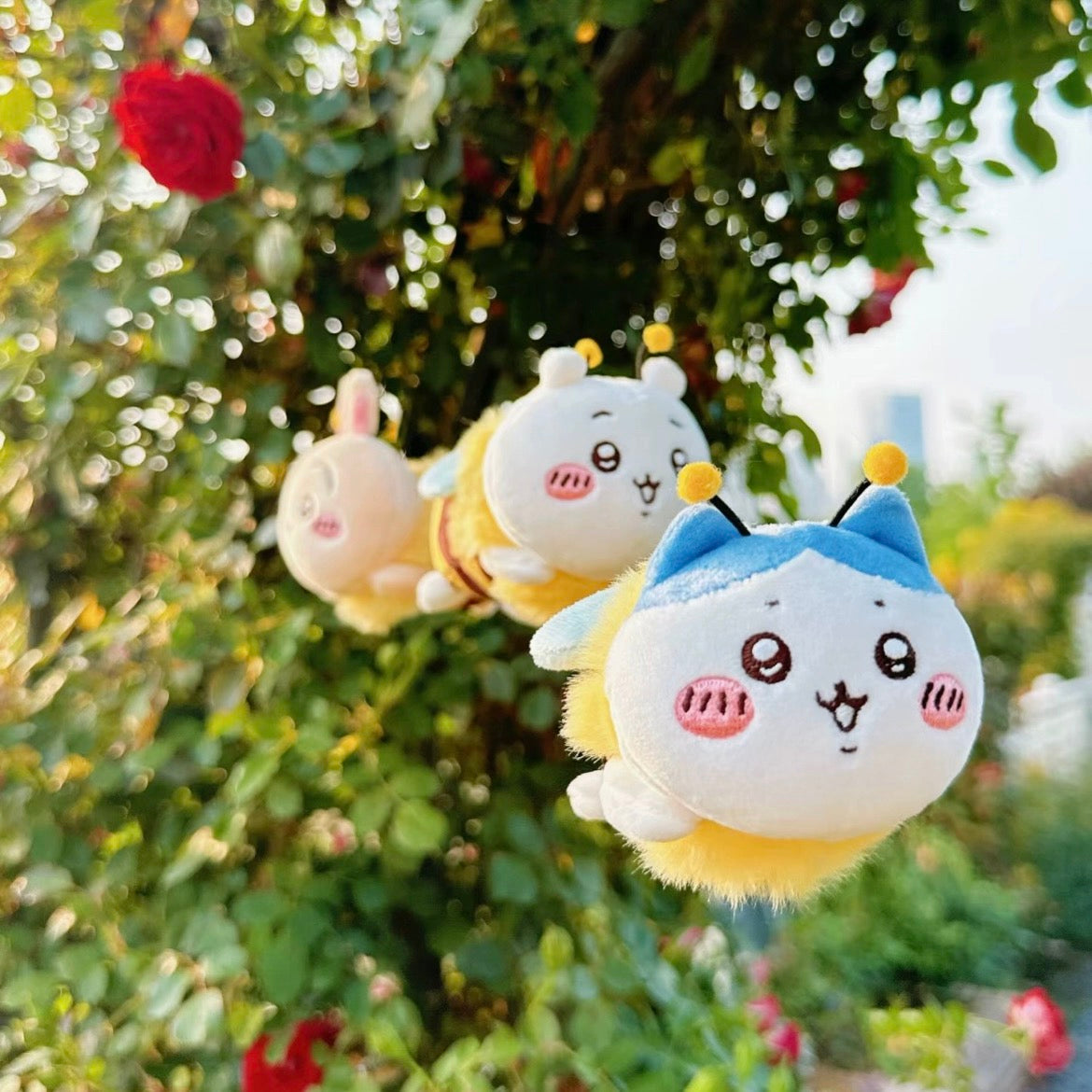 Japan ChiiKawa Spring Garden Series | Lovely Bee ChiiKawa Hachiware Usagi - Mini Plush Doll keychain