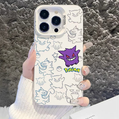 Japanese Cartoon Pokemon Matt & Silver Case Part2 | Psyduck Snorlax Gengar Piplup Rowlet Jirachi 6 Styles - Phone Case Samsung Galaxy S26 S25 S24 S23 S22 S21 FE Ultra Edge