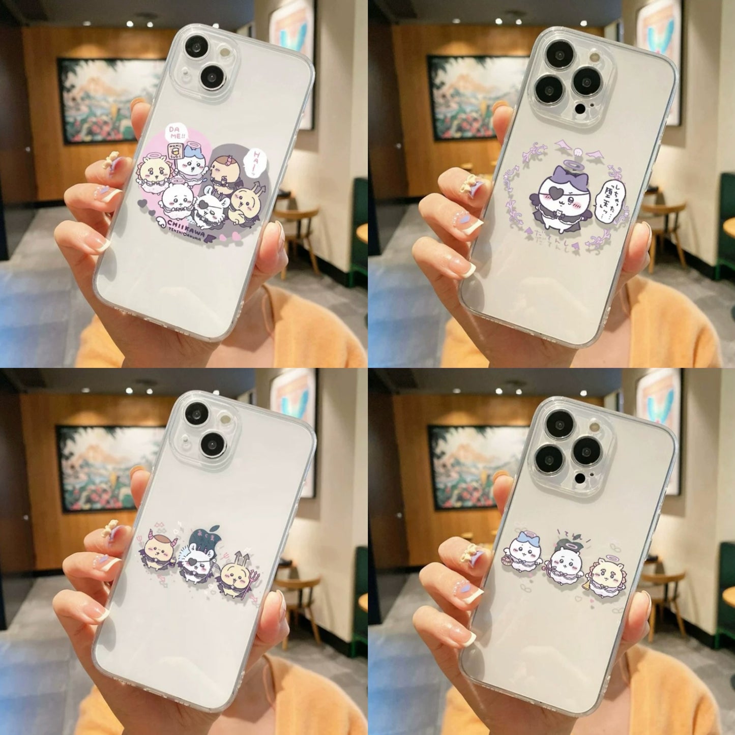 Japanese Cartoon Chiikawa Angel & Devil Soft iPhone Case PLUS SE2 XS XR X 11 12 13 14 15 Pro Promax 12mini 13mini