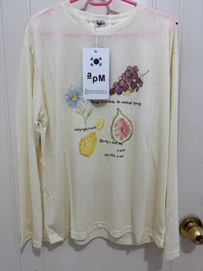 Korean Fashion Cute Garden Style Long-sleeved Sun Protection T-Shirt Series | Flower & Fruit - Kawaii Fashion Items