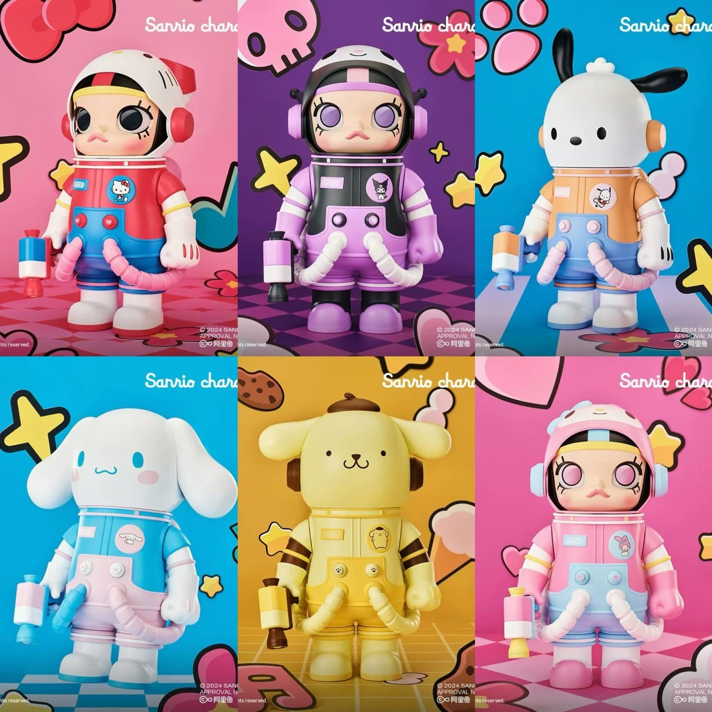 Popmart x Sanrio Mega Space Molly Series Limited Edition | Hello Kitty My Melody Kuromi Cinnamoroll Pompompruin Pochacco Hangyodon - 30cm tall Kenny Wong Blind Box Figure Toy Collection