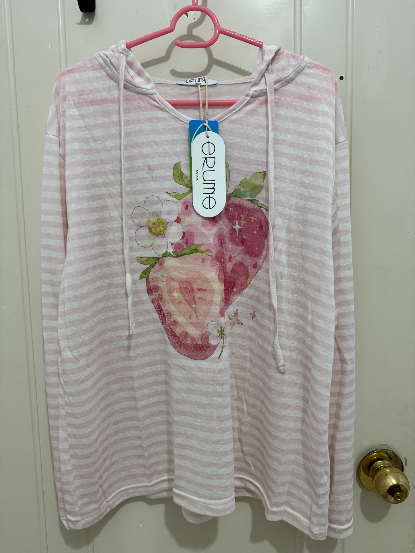 Korean Fashion Cute Fruits Style Long-sleeved Sun Protection T-Shirt Series | Strawberry Hoodie - Kawaii Fashion Items