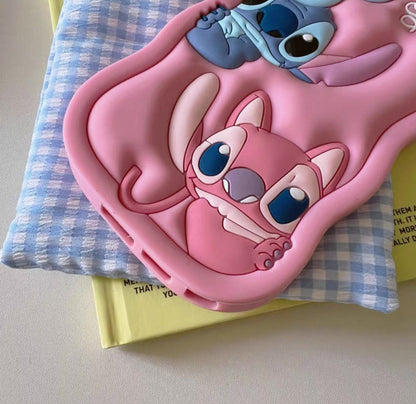 Cartoon Silicone Phone Case | Stitch Pink Blue - Phone Case Samsung Galaxy S25 S24 S23 Ultra KawaiiGiftLand