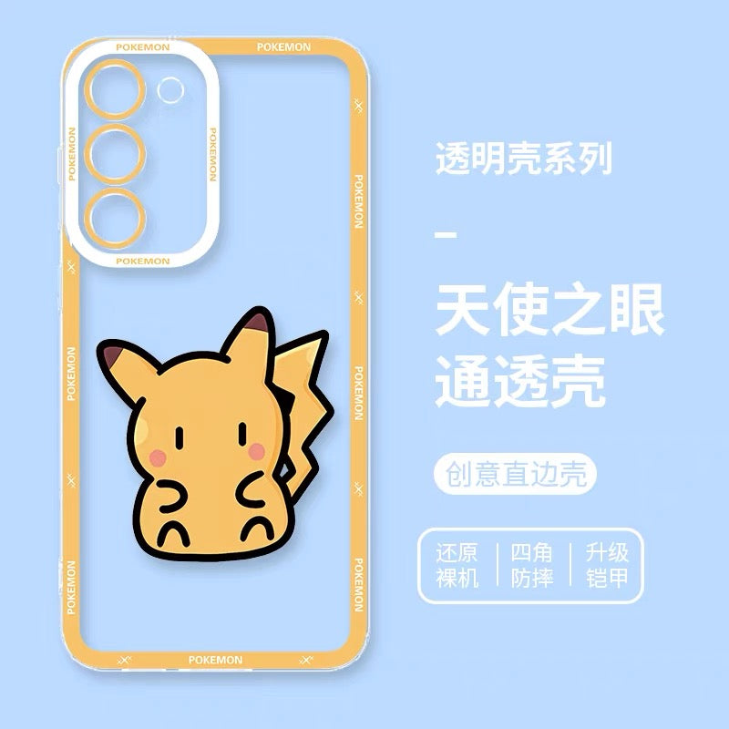 Japan Cartoon Pokemon Simple Cute Drawing | Pikachu Gible Bulbasaur Squirtle Snoriax Psyduck Jigglypuff Charmander - Phone Case Samsung Galaxy S26 S25 S24 S 23 S22 S21 FE Ultra Edge