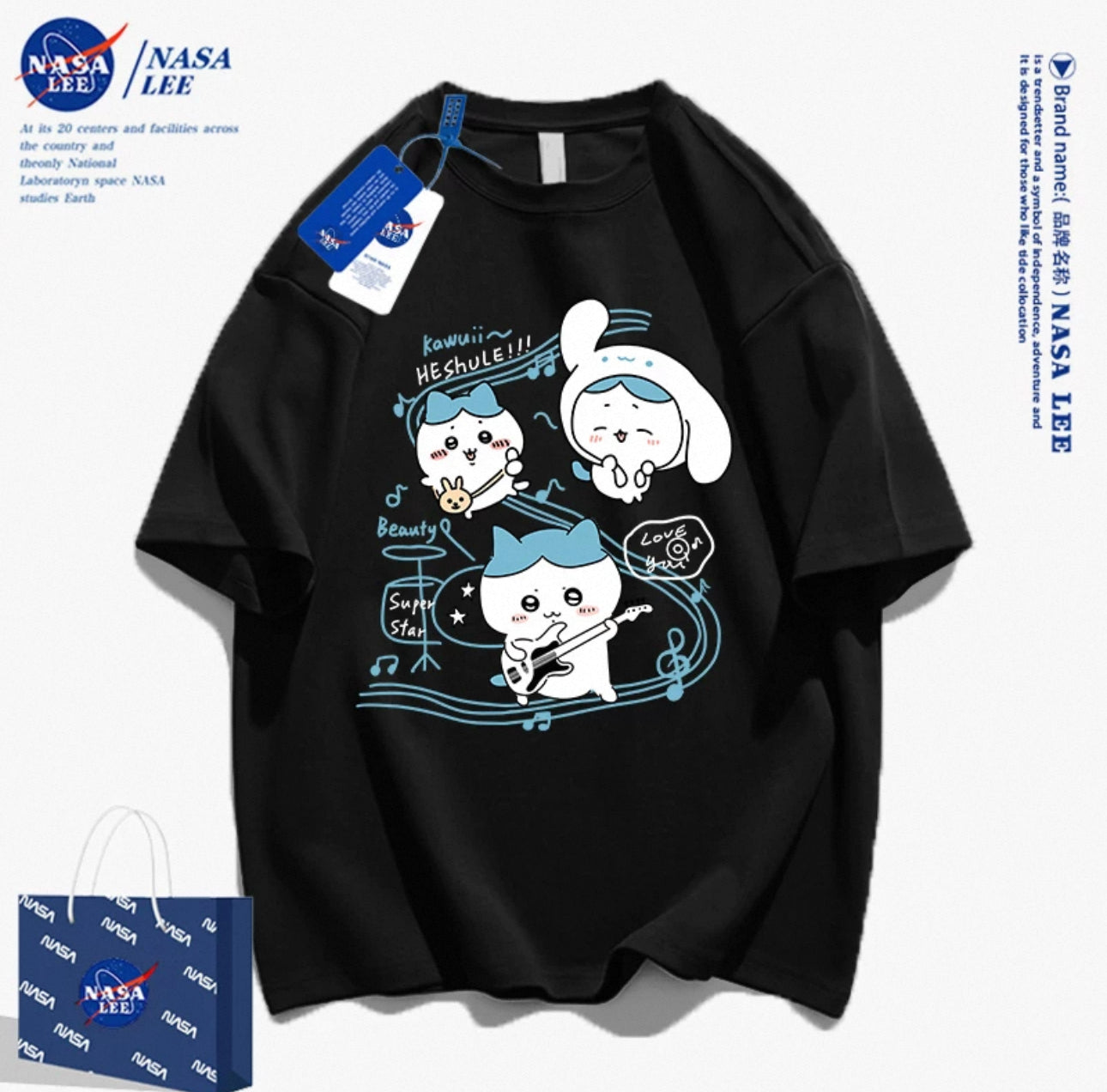 Japanese Cartoon ChiiKawa Casual Style T-Shirt Series | Hachiware Play Music Cinnamoroll Outing - Kawaii Fashion Items