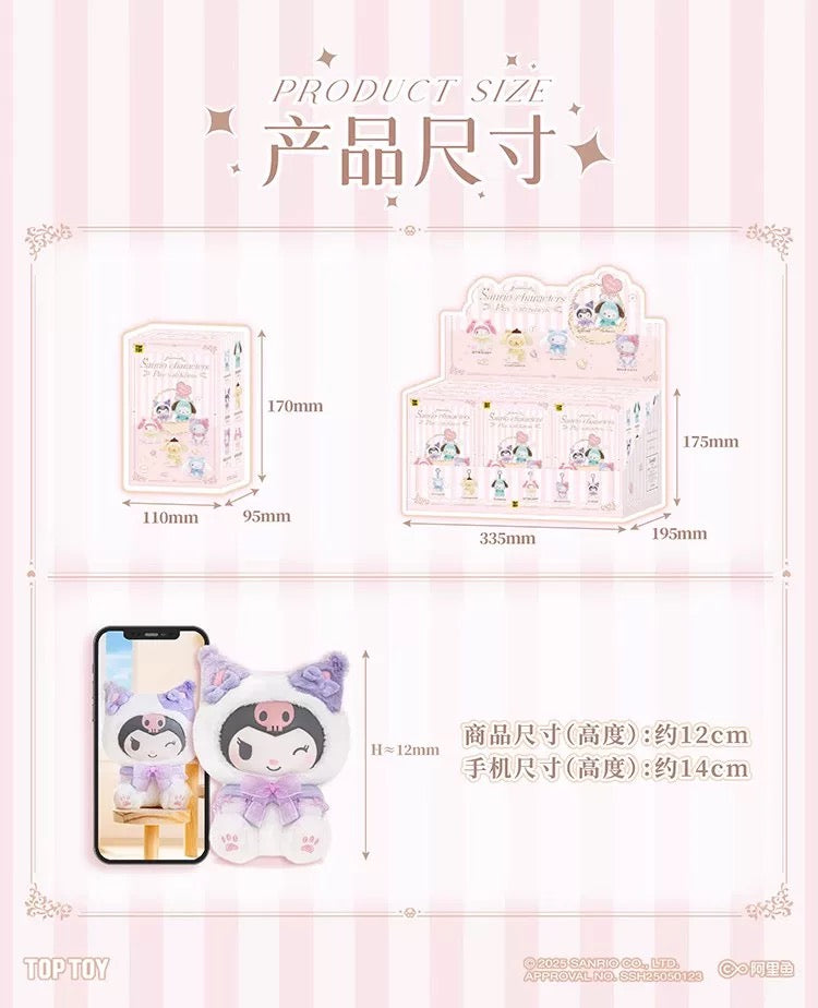 TopToy Sanrio Characters Play with Kittens | Hello Kitty My Melody Kuromi Cinnamoroll Pompompurin Pochacco Pastel Cat - Collectable Toys Mystery Blind Box - KawaiiGiftLand