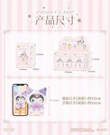 TopToy Sanrio Characters Play with Kittens | Hello Kitty My Melody Kuromi Cinnamoroll Pompompurin Pochacco Pastel Cat - Collectable Toys Mystery Blind Box - KawaiiGiftLand