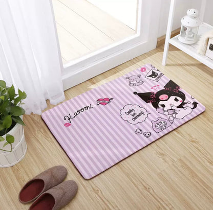 Japanese Cartoon Kuromi Soft Floor Mat | Sweet Daily - Kawaii Room Decoration items Cute Things