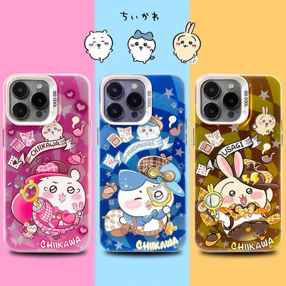Japanese Cartoon ChiiKawa Detective Laser Case | ChiiKawa Hachiware Usagi Momonga - iPhone Case 11 12 13 14 15 16 16e 17 17e Pro Promax
