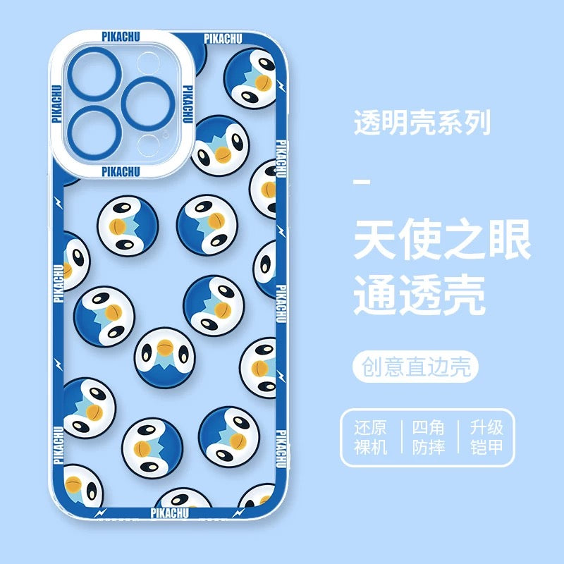 Japan Cartoon Pokemon Full Happy Face Verison | Piplup - iPhone Case 6 7 8 PLUS SE2 XS XR X 11 12 13 14 15 16 16e Pro Promax 12mini 13mini