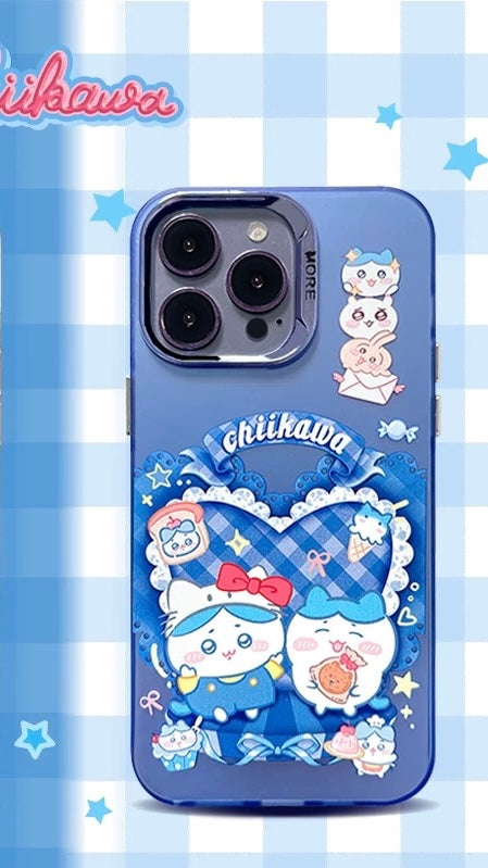 Japanese Cartoon ChiiKawa | Sweet Heart with Chiikawa My Melody Hachiware Hello Kitty Usagi Pompompurin Momonga Kuromi Laser - iPhone Case 11 12 13 14 15 16 Pro Promax