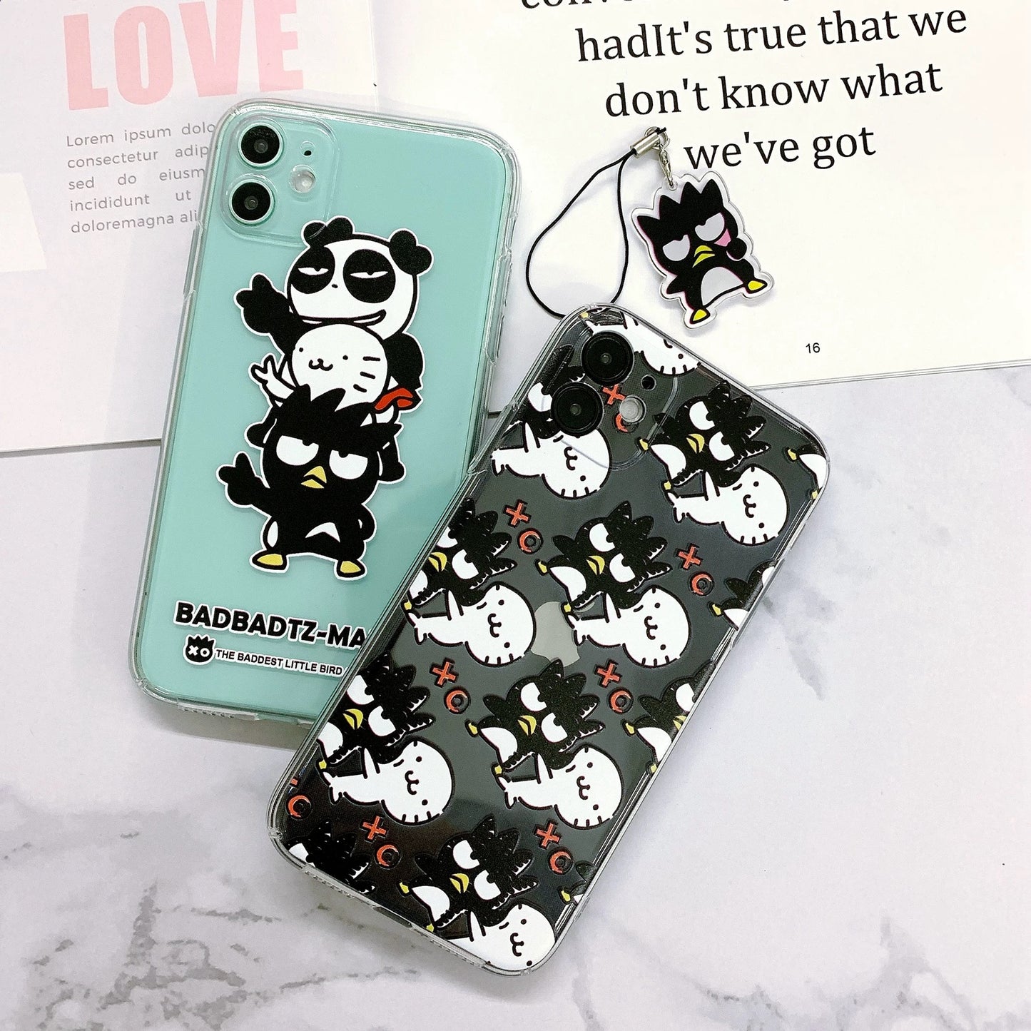 Japanese Cartoon iPhone Case with Strap | Bad Badtz Maru with friends yeah Full Screen - iPhone CasePhone Case  7 8 PLUS SE2 XS XR X 11 12 13 14 15 16 Pro Promax 12mini 13mini