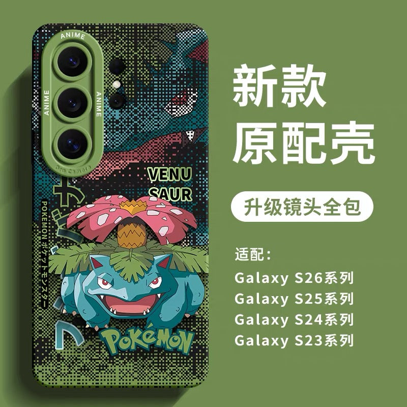 Japanese Cartoon Pokemon Silicone Case Digital Background Version | Arceus Rayquaza Groudon Scizor Kyogre Blastoise Venusaur - Phone Case Samsung Galaxy S26 S25 S24 S23 FE Ultra Edge