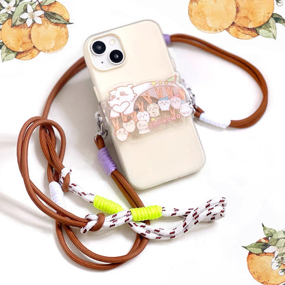 Japanese Cartoon Phone Back Clip with Phone Lanyard | Chiikawa Coat Hanger - for All Smart Phones