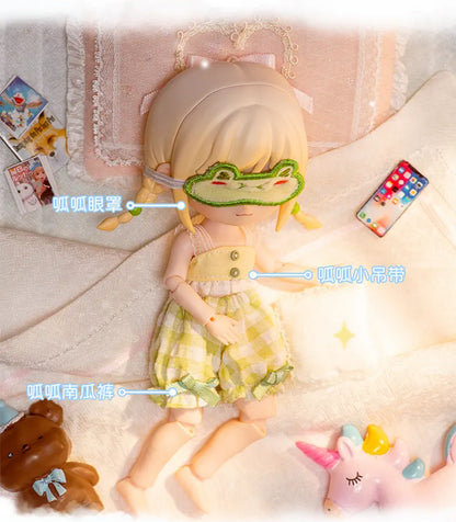 Simon Toys Liroro Summer Island | Sleeping Pajamas White Lace Cat Rabbit Frog - 1/12 ob11 11cm BJD Doll Ball Joint Doll