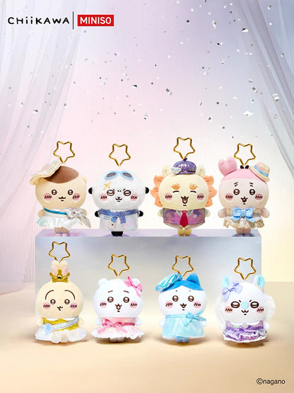 ChiiKawa X Miniso Glamorous Costume Series Plush Doll Keychain | ChiiKawa Hachiware Usagi Momonga Kurimanju Rakko Shisa Crab Dress Up Fancy Doll Keychain  - Kawaii Items Room Decoration doll