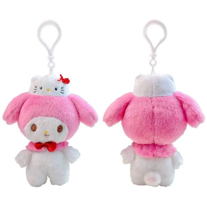 Japan Sanrio 50th Hello Kitty Keychain | Hello Kitty My Melody Kuromi Cinnamoroll Hangyodon - Mini Plush Doll 10cm Keychain