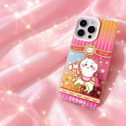 Japanese Cartoon ChiiKawa Go Round Laser Case | Merry Go Round with Chiikawa Hachiware Usagi - Phone Case Samsung Galaxy S26 S25 S24 S23 S22 S21 FE Ultra Edge