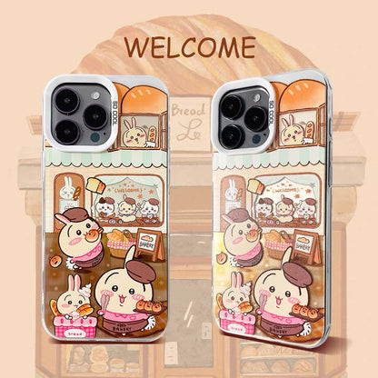 Japanese Cartoon ChiiKawa Bread Cafe Laser Case | ChiiKawa Hachiware Usagi - iPhone Case 11 12 13 14 15 16 16e 17 17e Pro Promax