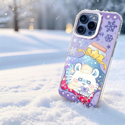 Japanese Cartoon ChiiKawa Winter Star Wish Laser Case | Chiikawa Hachiware Usagi Momonga Furuhonya 5 Styles - iPhone Case 11 12 13 14 15 16 16e 17 17e 18 Pro Promax