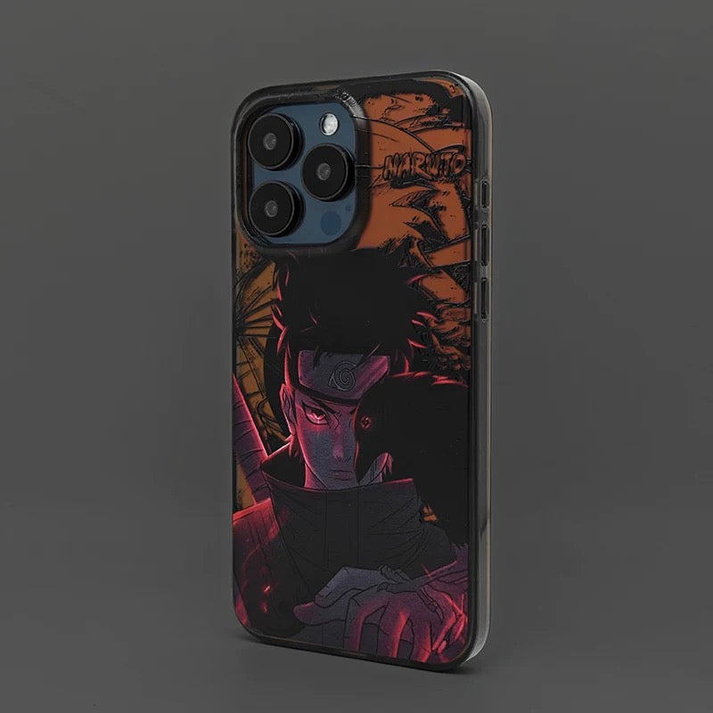 Japanese Anime Naruto Ninja | Laser Itachi with Crow - iPhone Case 7 8 PLUS XS XR X 11 12 13 14 15 16 Pro Promax SE3 SE2 KawaiiGiftLand
