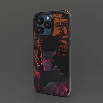 Japanese Anime Naruto Ninja | Laser Itachi with Crow - iPhone Case 7 8 PLUS XS XR X 11 12 13 14 15 16 Pro Promax SE3 SE2 KawaiiGiftLand