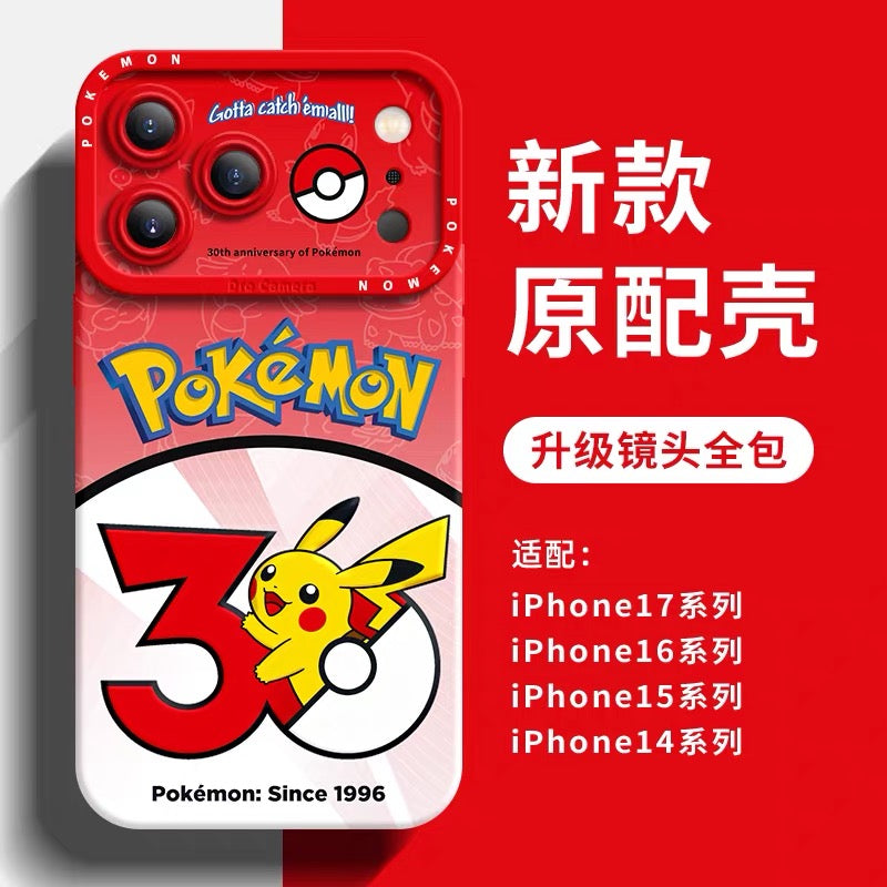 Japanese Cartoon Pokemon Silicone Case Pokemon 30 Anniversary Version Part1 | Bulbasaur Charmander Squirtle Pikachu Psyduck Ditto Slowpoke Gastly 8 Styles - iPhone Case PLUS SE2 XS XR X 11 12 13 14 15 16 16e 17 17e Pro Promax 12mini 13mini