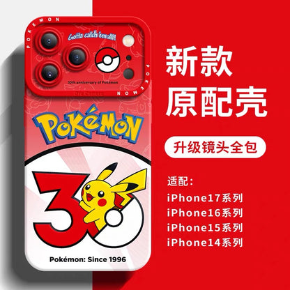 Japanese Cartoon Pokemon Silicone Case Pokemon 30 Anniversary Version Part1 | Bulbasaur Charmander Squirtle Pikachu Psyduck Ditto Slowpoke Gastly 8 Styles - iPhone Case PLUS SE2 XS XR X 11 12 13 14 15 16 16e 17 17e Pro Promax 12mini 13mini